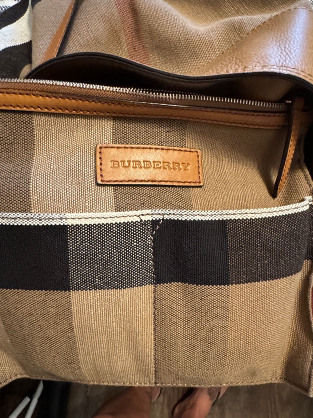 Burberry Tan and Beige Susanna Canvas Bucket Hobo Bag with Tassel Detail - Picture 4 of 9